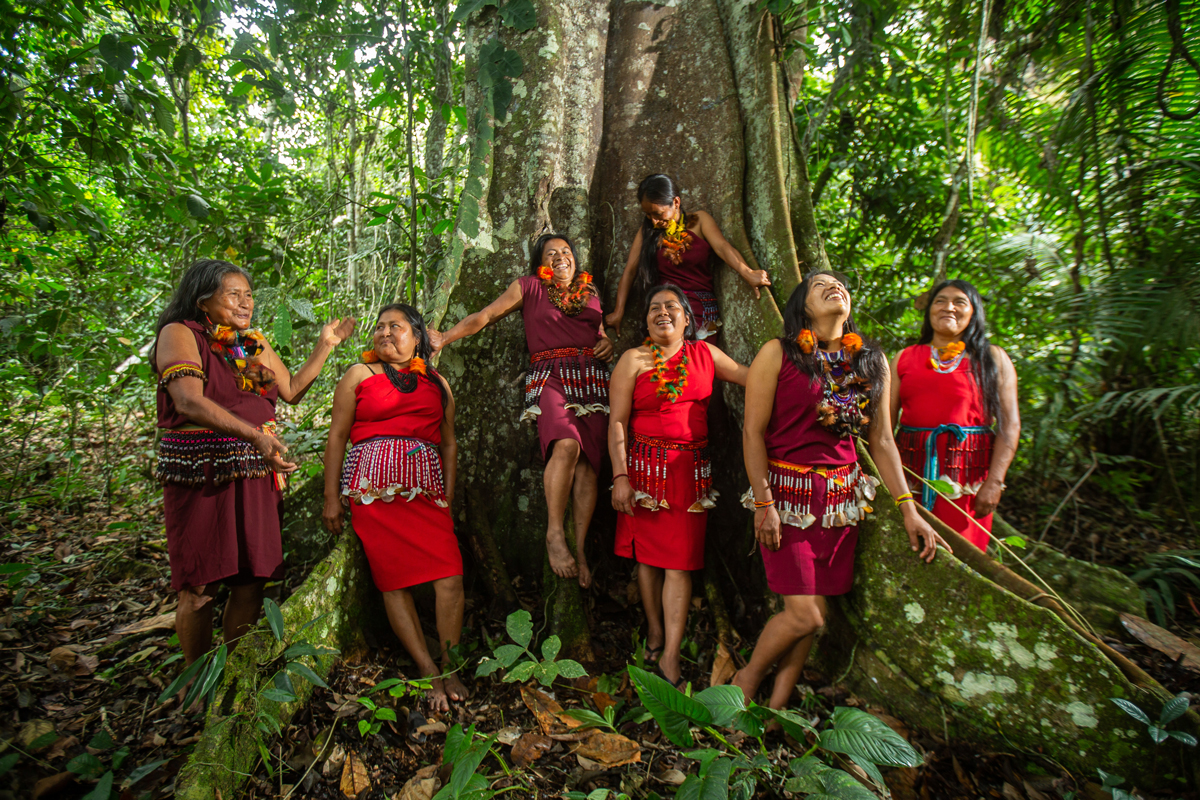 An indigenous community collaborating to reduce gender-based violence (GBV). 