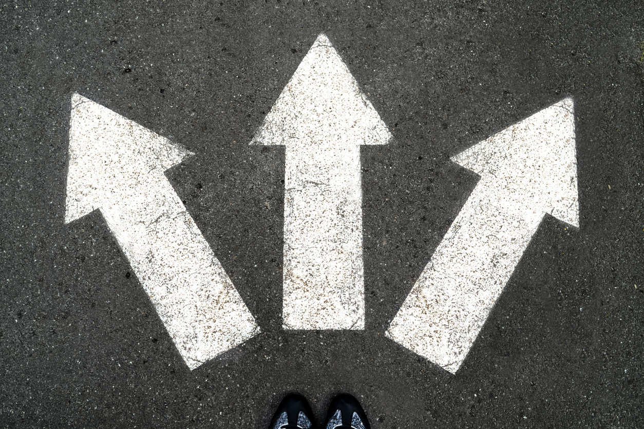 Three white arrows pointing out the three ways companies can partner with USAID