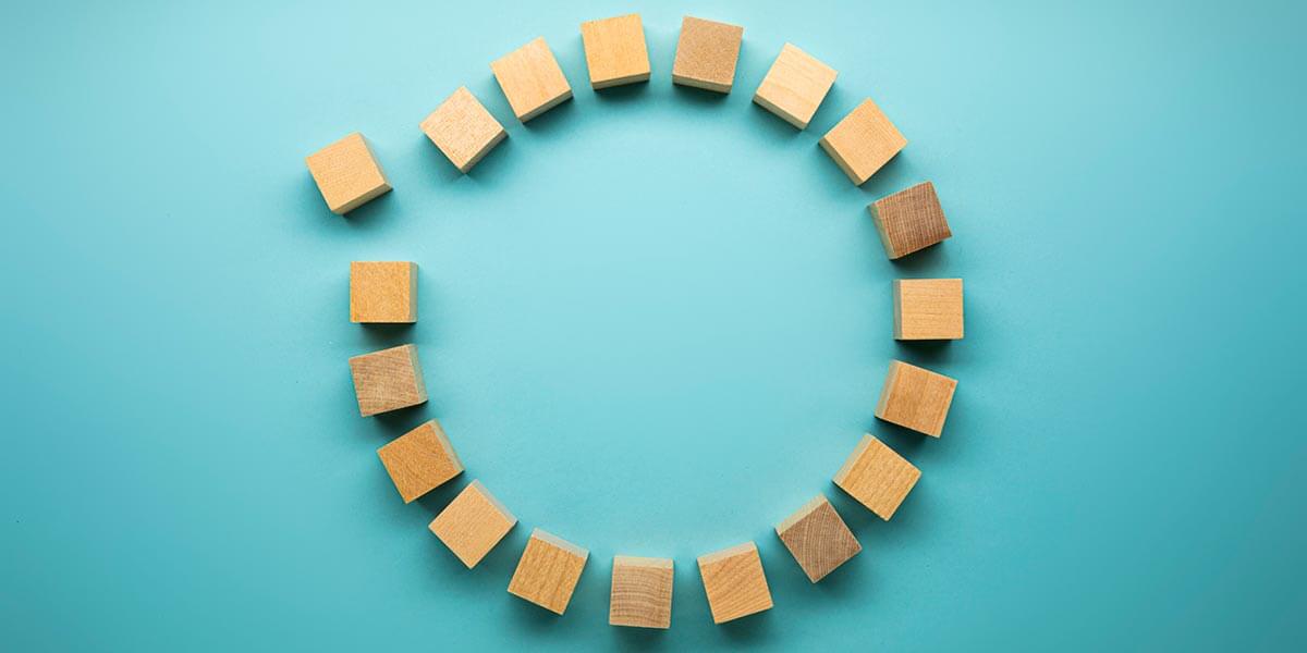 Blocks made out of wood showing a successful circular value chain. 