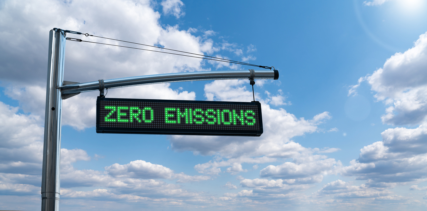 A zero emissions sign 